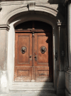 Wooden Door Stone Columns